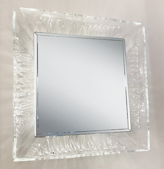 Mid-Century Modern Lightning Glass Mirror by Mazzega, 1960s