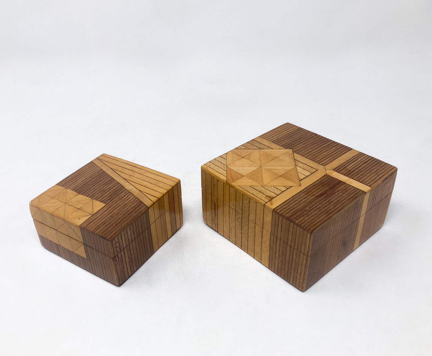 Mid-Century Modern Little Marquetry Boxes