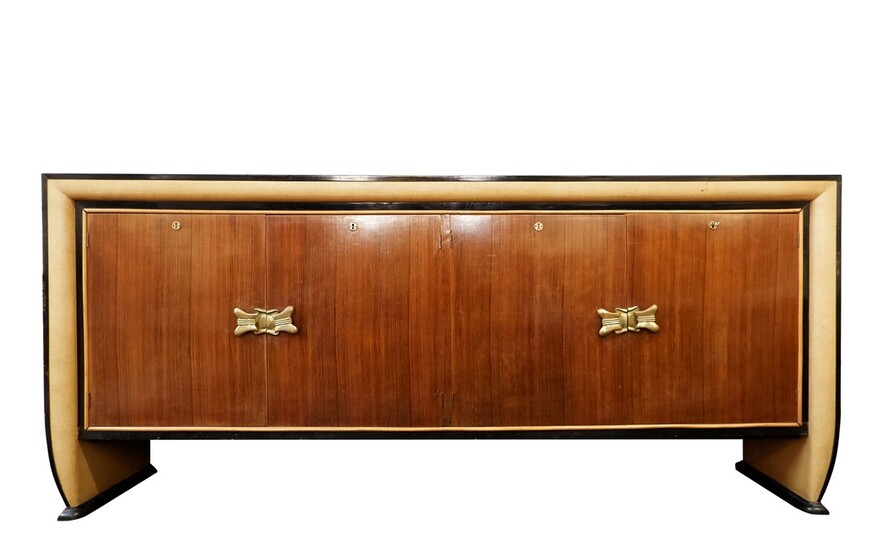 Mid-Century Modern Long Wooden Sideboard by Osvaldo Borsani, Italy, 1950s