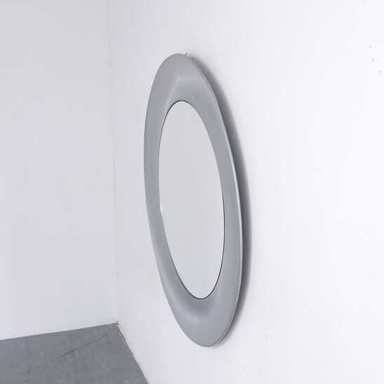 Mid-Century Modern Lorenzo Burchiellaro Wall Mirror Cuccaro, Aluminum, Italy, 1970s