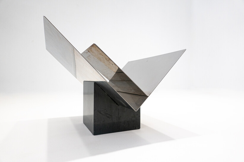 Mid-Century Modern Magazine Rack by Sergio Asti, Marble and Steel, Italy, 1960s