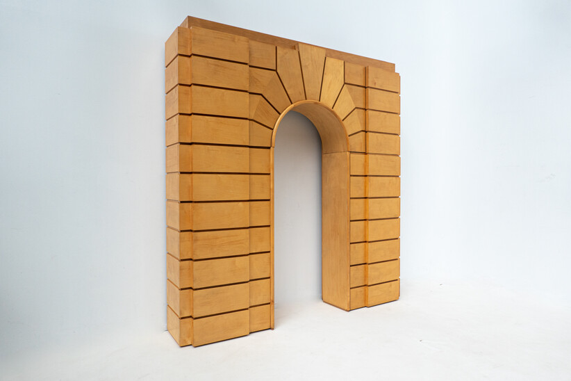 Mid-Century Modern Maple Wood Bookcase, Mendini Style, Italy, 1980s