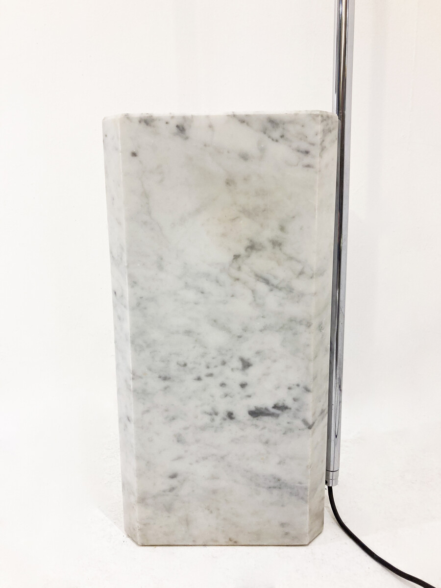 Mid-Century Modern Marble and Chrome Floor Lamp