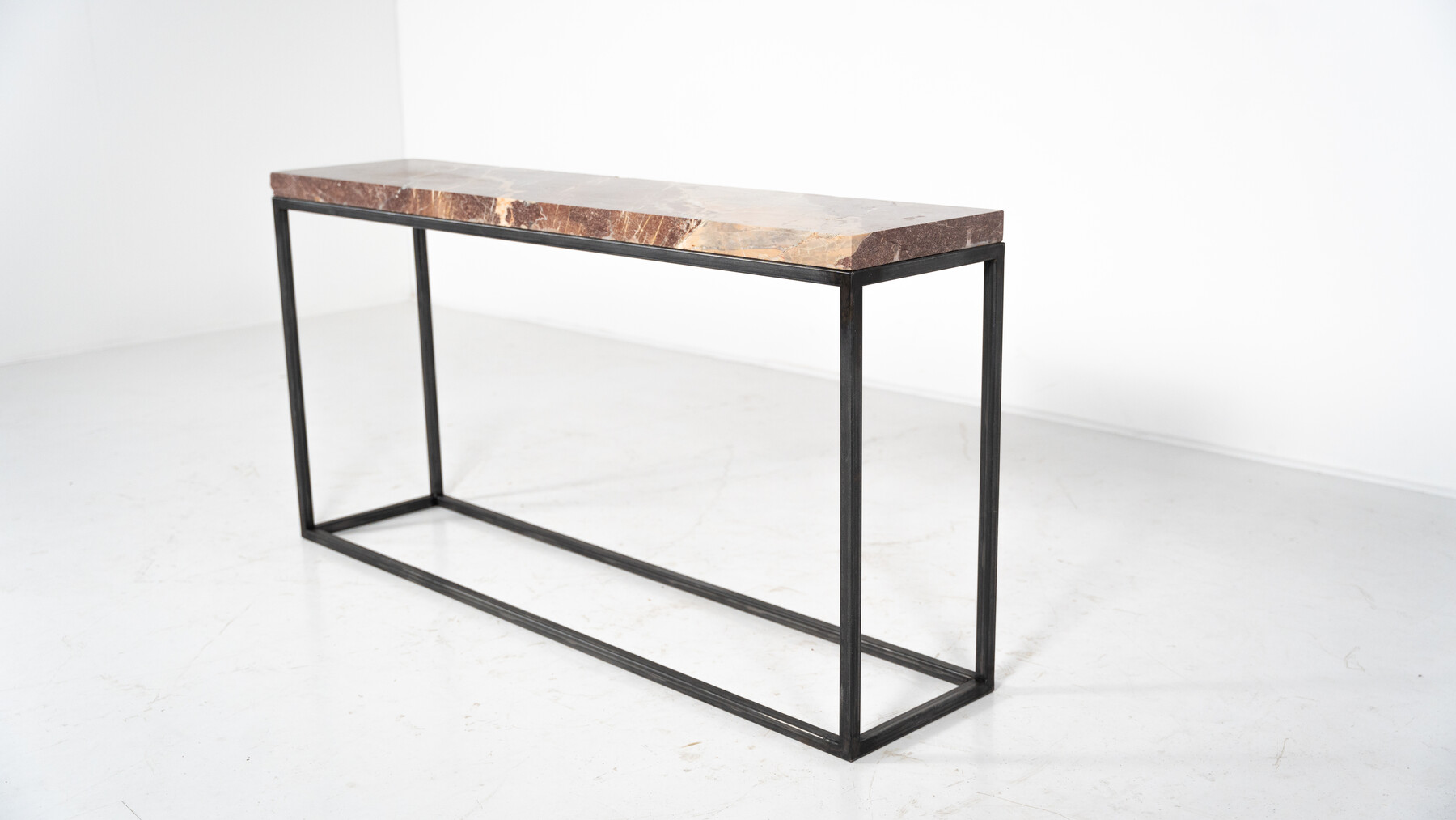 Mid-Century Modern Marble and Iron Console