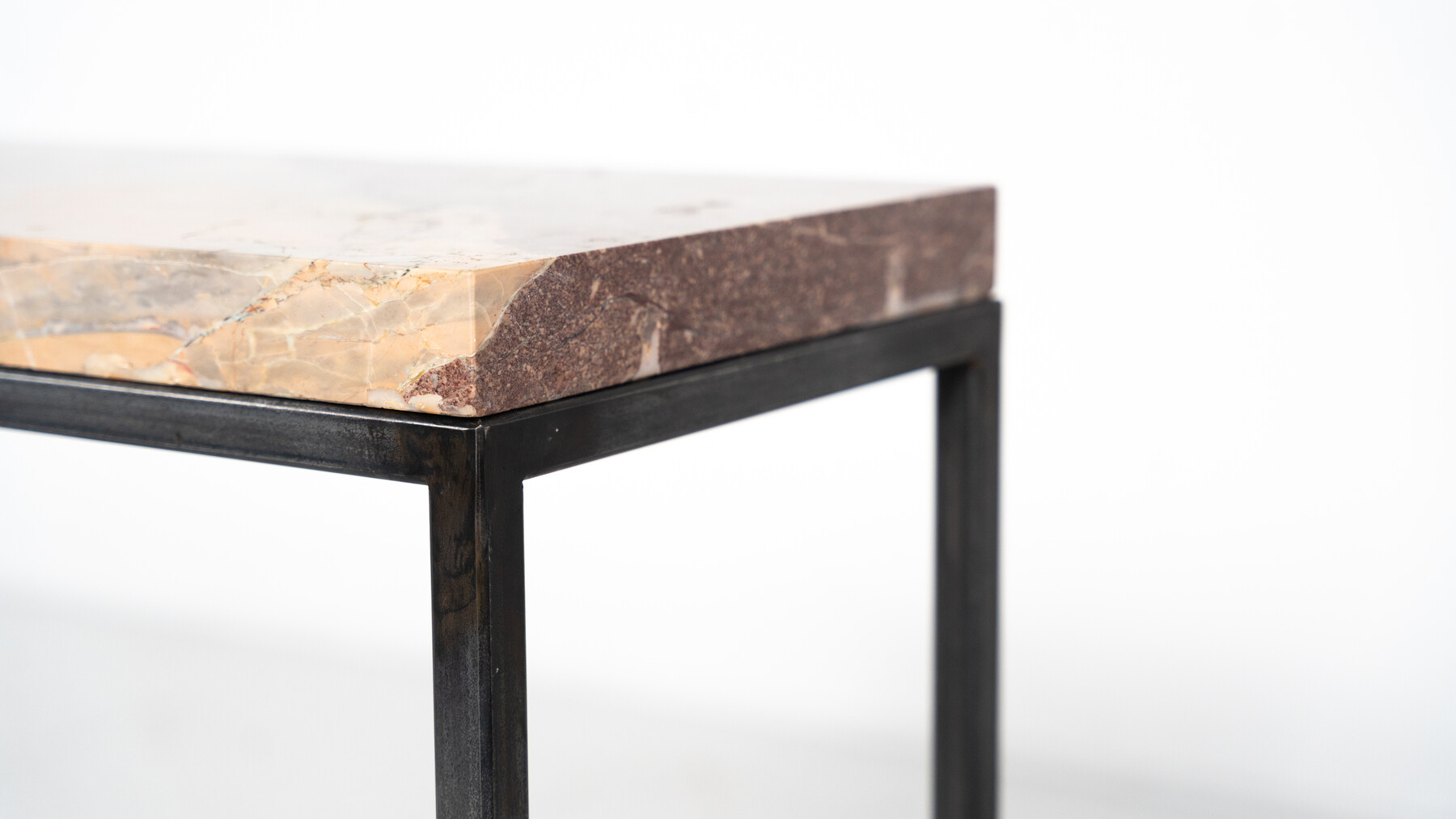 Mid-Century Modern Marble and Iron Console