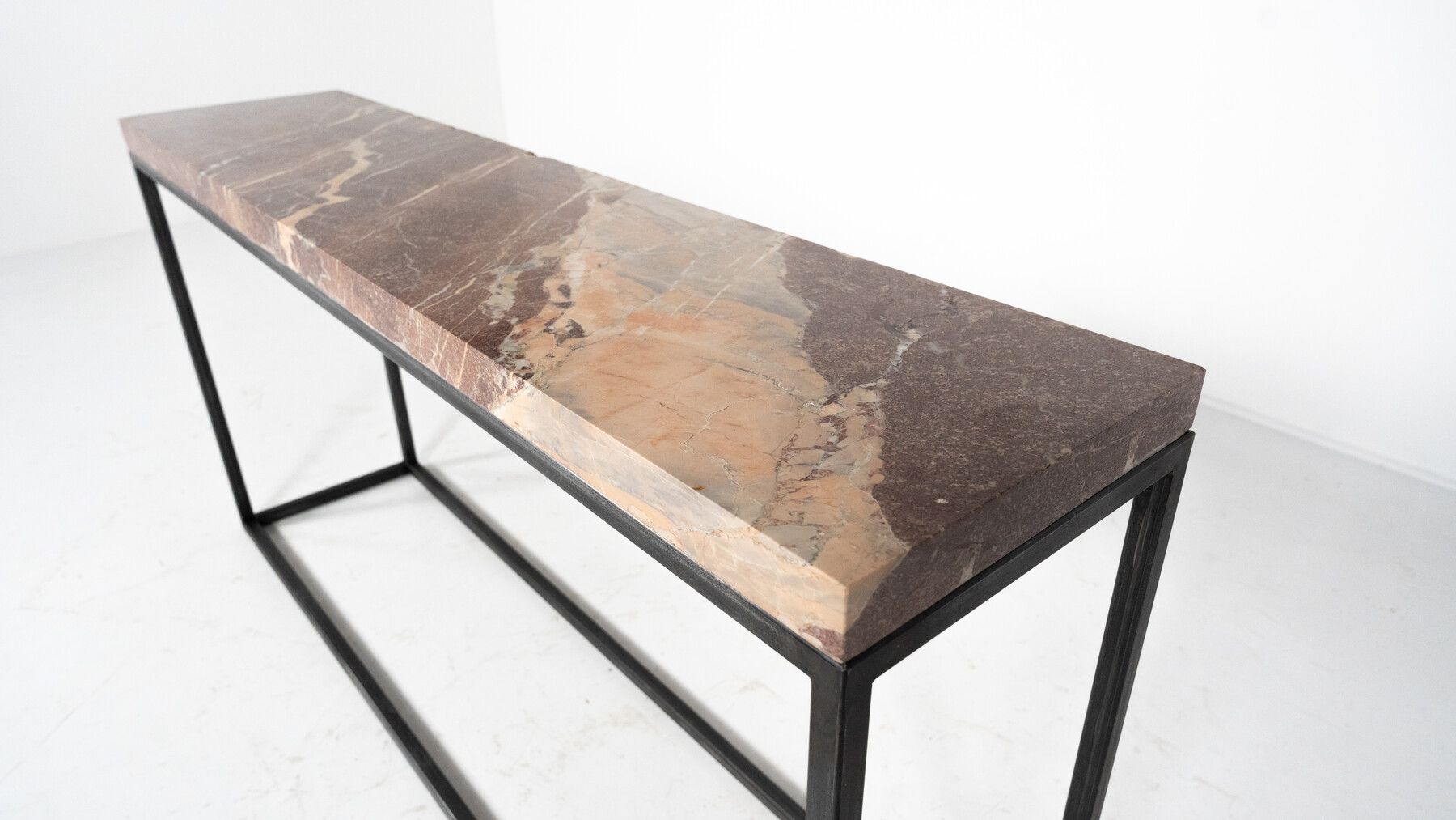 Mid-Century Modern Marble and Iron Console