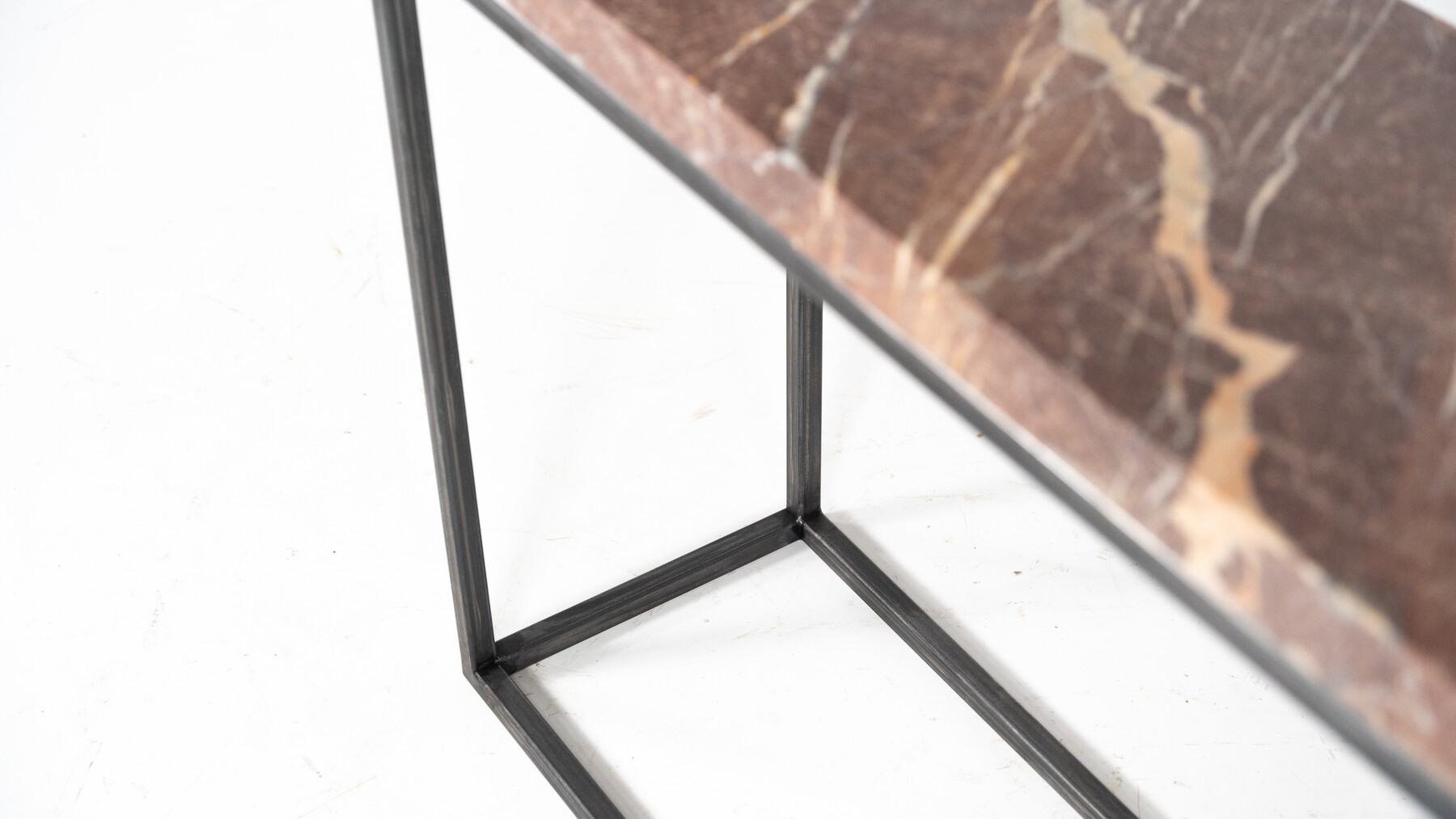 Mid-Century Modern Marble and Iron Console