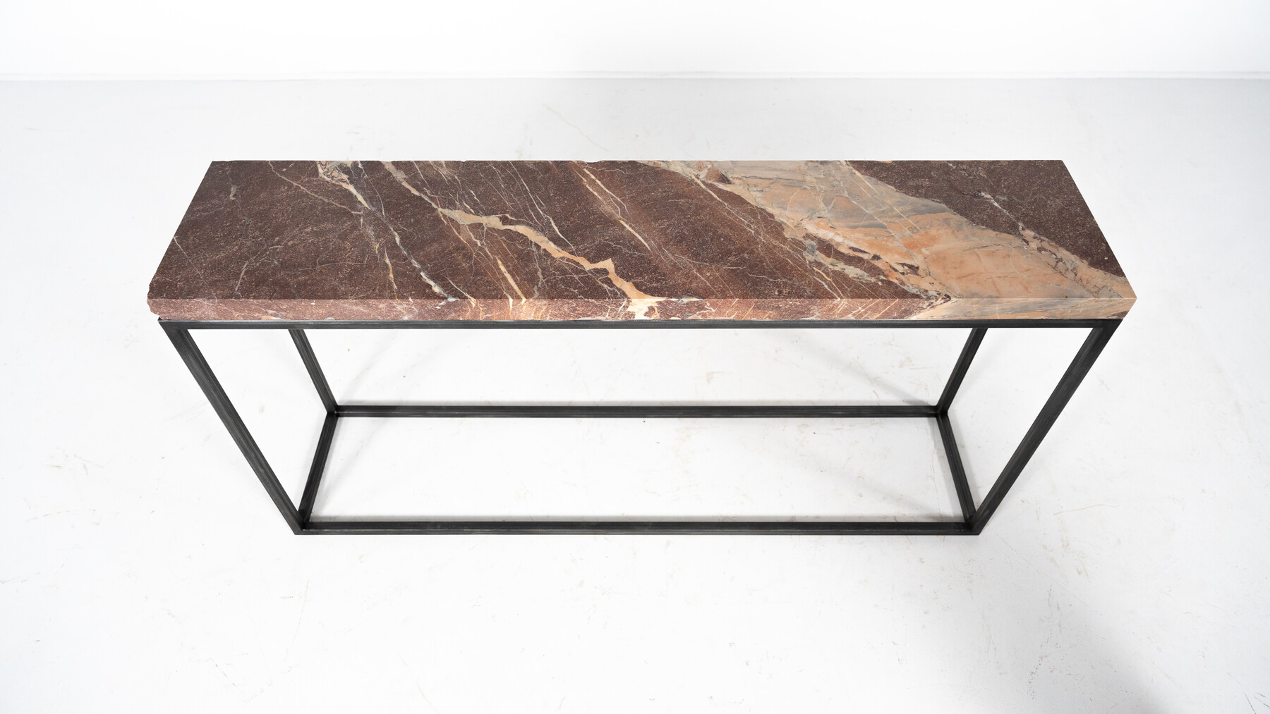 Mid-Century Modern Marble and Iron Console