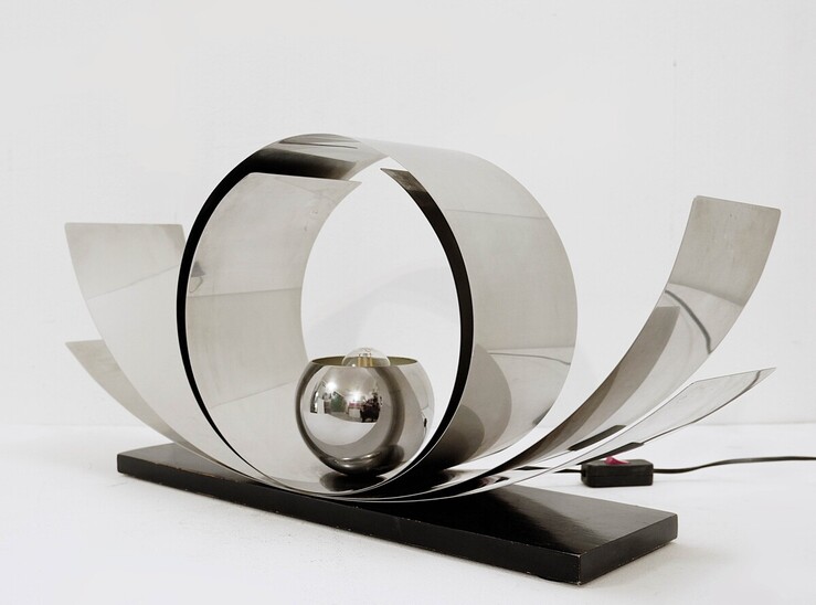 Mid-Century Modern Metal and Wood Desk Lamp,Italy, 1970s