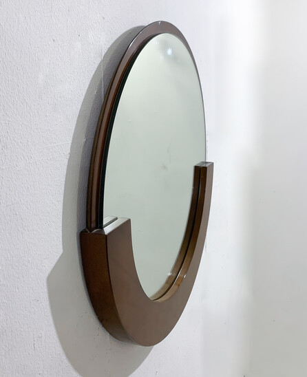 Mid-Century Modern Mirror, Wood and Glass, Italy