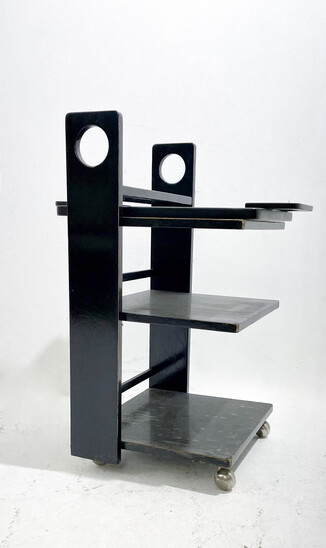 Mid-Century Modern Modernist Trolley, Black Wood, 1960s