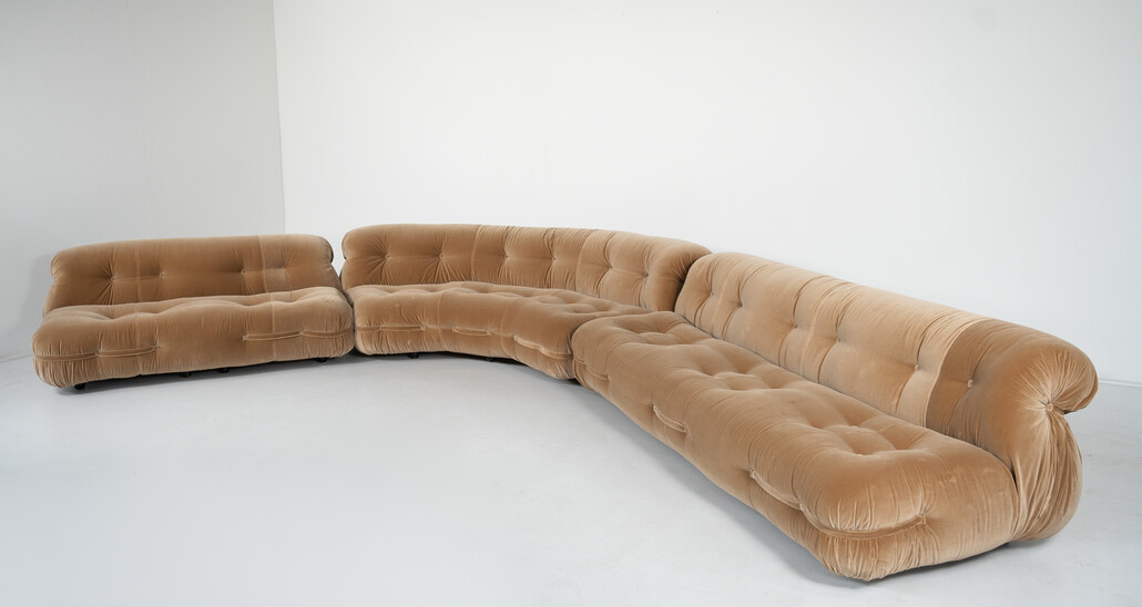 Mid-Century Modern Modular Sofa, New Velvet Upholstery, Italy, 1960s