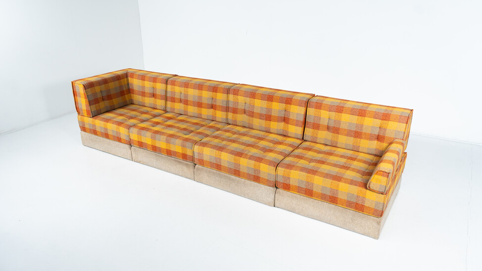 Mid-Century Modern Modular Sofa, Original Fabric, 1970s