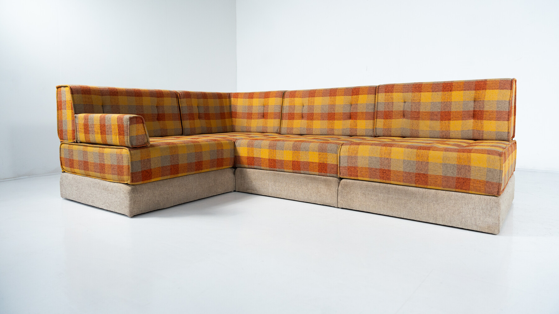 Mid-Century Modern Modular Sofa, Original Fabric, 1970s