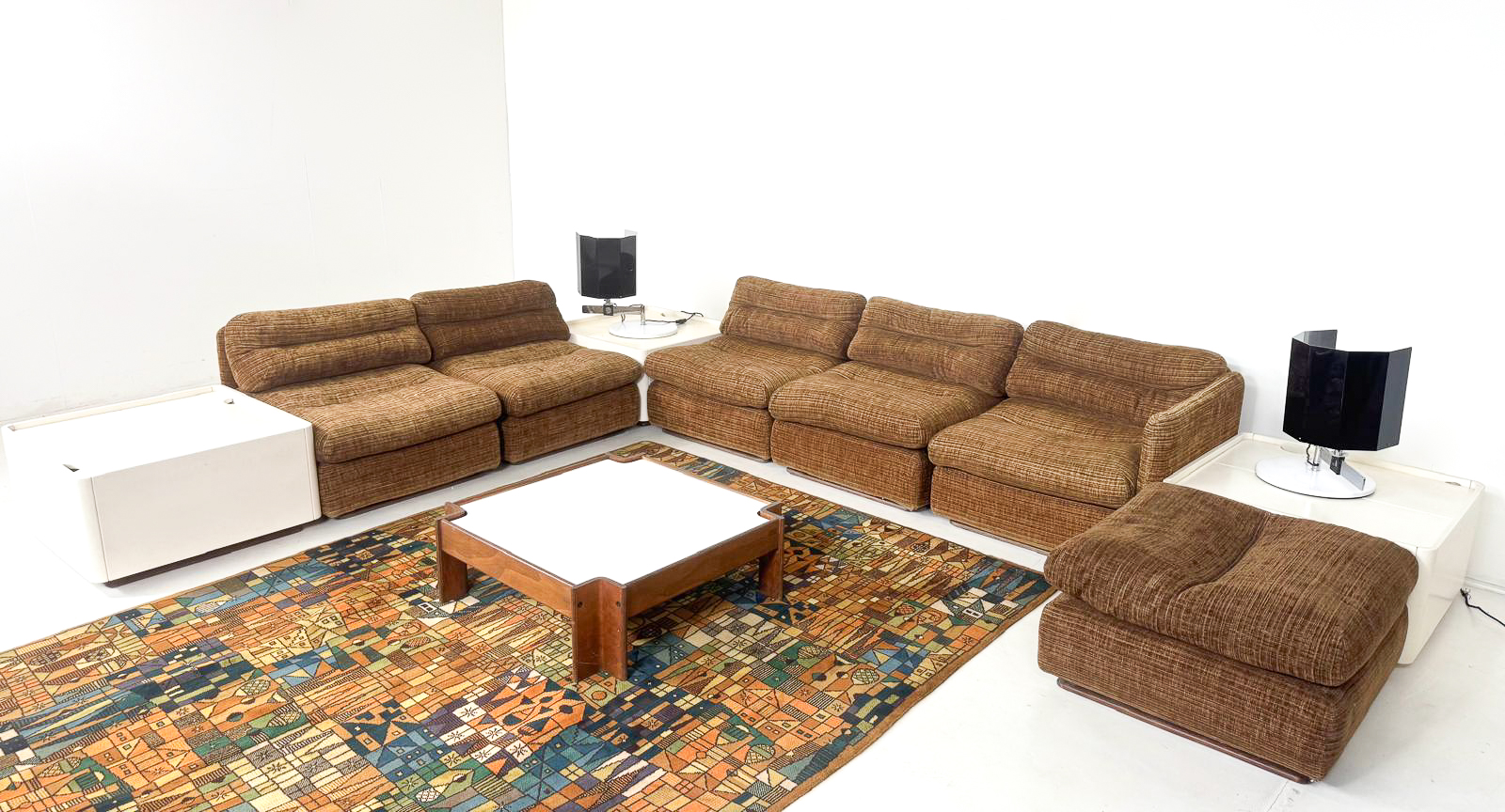 Mid-Century Modern Modular Sofa with Side Tables, 1970s