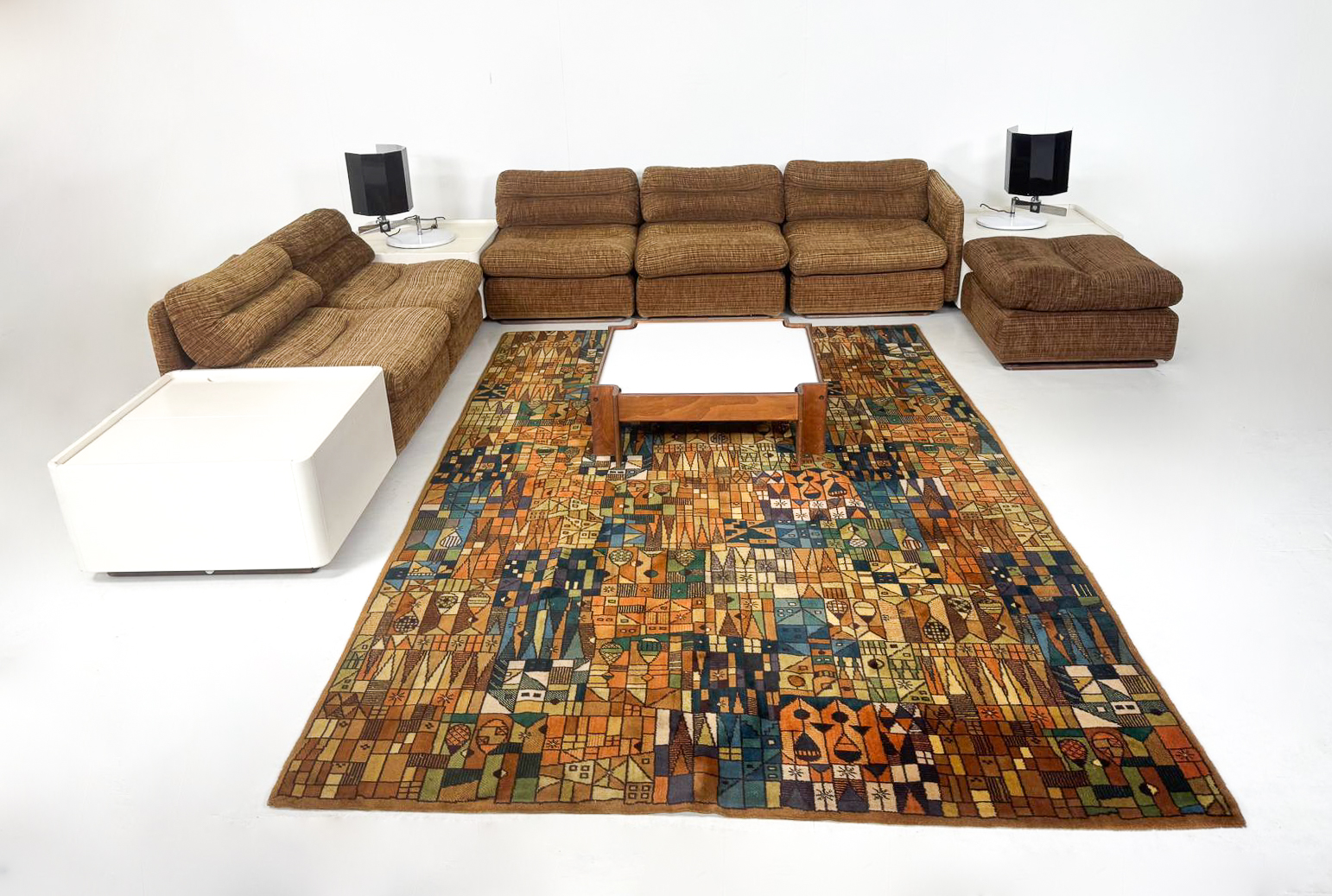 Mid-Century Modern Modular Sofa with Side Tables, 1970s