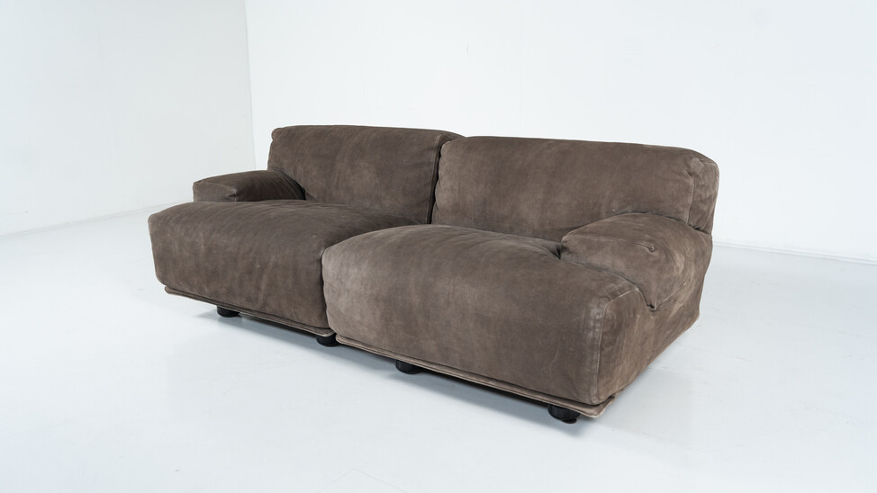 Mid-Century Modern Modular Two-Seater Fiandra Sofa by Vico Magistretti, Cassina, Italy,1970 -Original Fabric