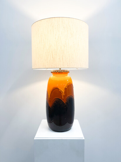 Mid-Century Modern Orange Ceramic Table Lamp, Germany, 1970s - New Lampshade