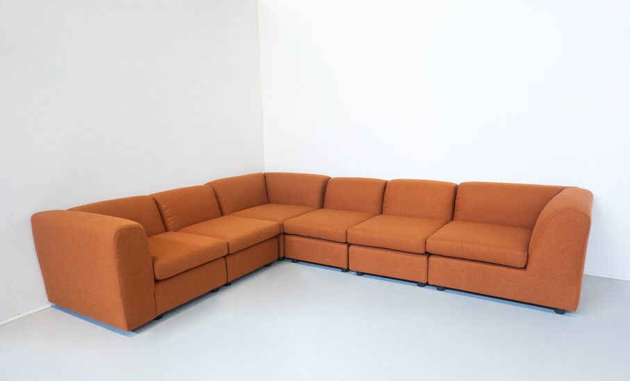 Mid-Century Modern Orange Modular Sofa, Italy, 1960s - New Upholstery