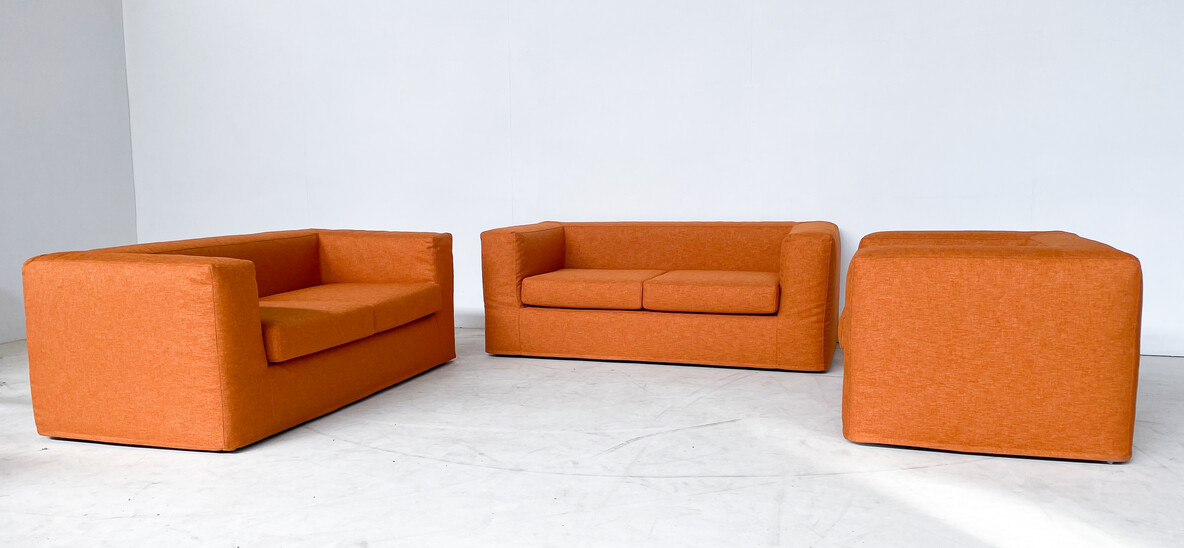 Mid-Century Modern Orange Seating Set, Italy,1970s - Orignal Upholstery