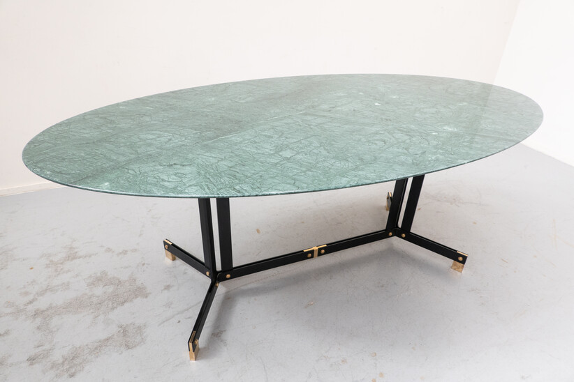 Mid-Century Modern Oval Dining Table in Green Marble by Ignazio Gardella, 1950