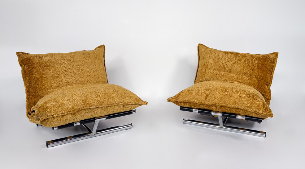 Mid-Century Modern Pair Farfalle Chairs by Roberto Lucci & Paolo Orlandini, Italy, 1970s