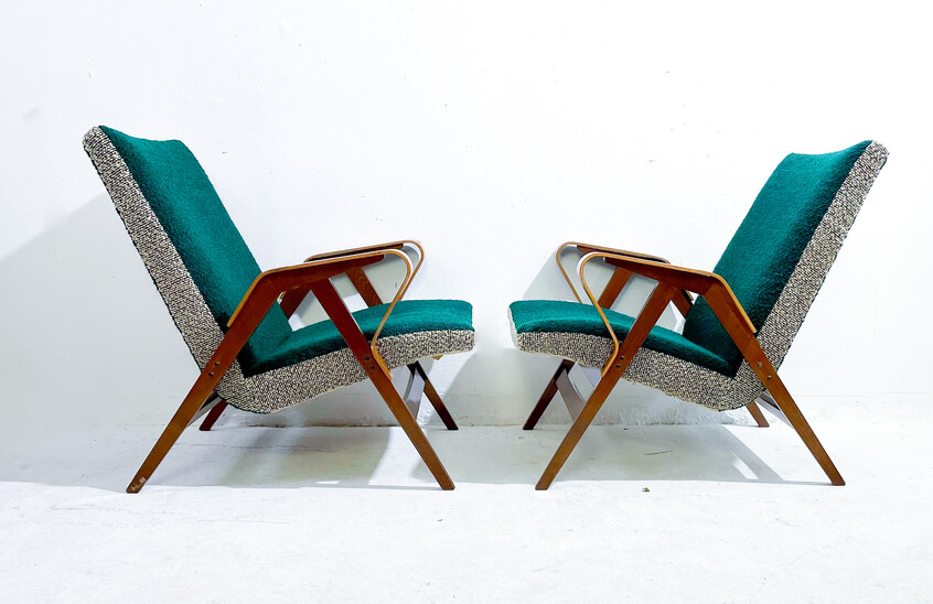 Mid-Century Modern Pair of Armchairs, 1950s - Czech
