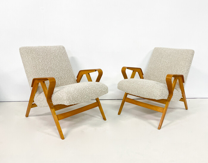 Mid-Century Modern Pair of Armchairs, Austria, 1950s - New Upholstery 