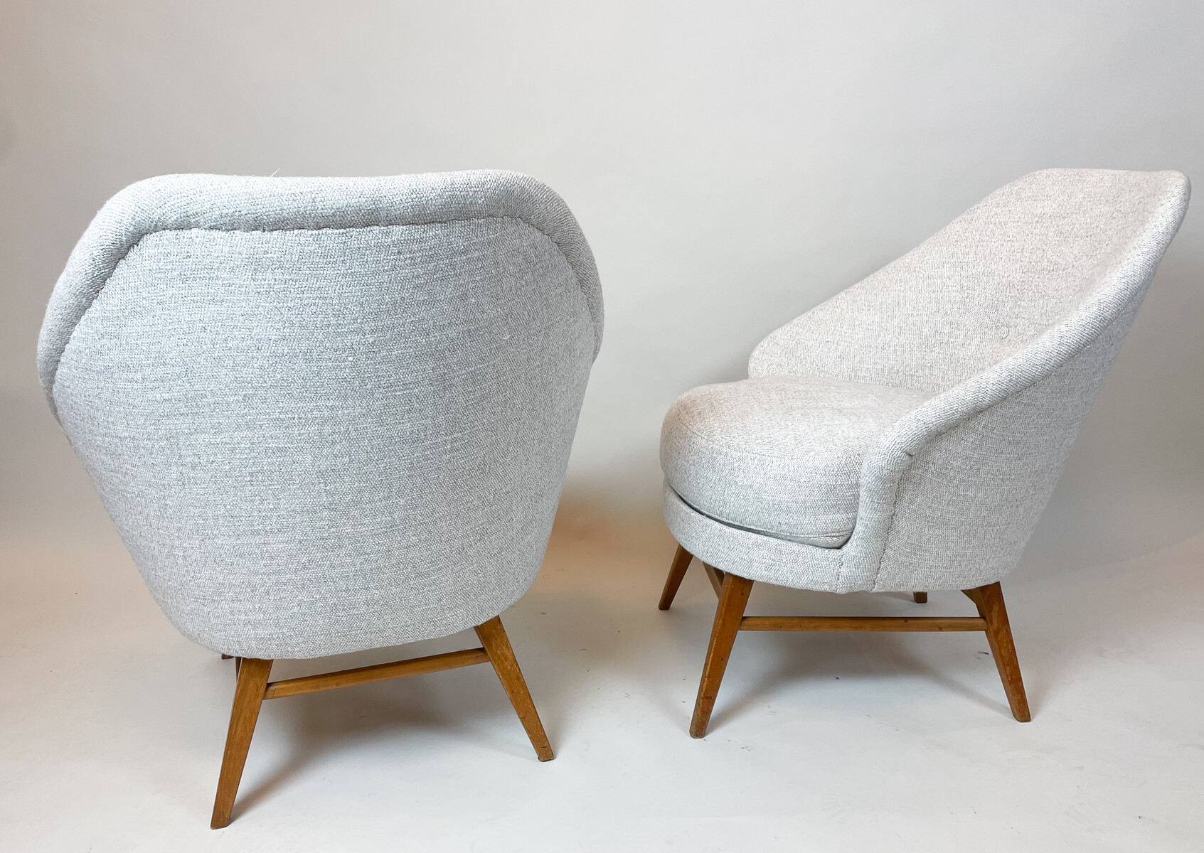 Mid-Century Modern Pair of Armchairs, Austro-Hungarian, 1960s - New Upholstery