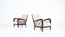 Mid-Century Modern Pair of Armchairs by Paolo Buffa, Italy, 1950s - New Upholstery
