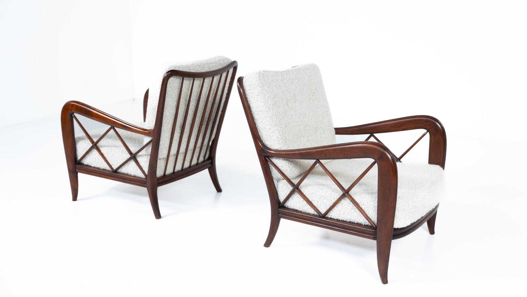Mid-Century Modern Pair of Armchairs by Paolo Buffa, Italy, 1950s - New Upholstery