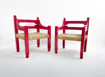 Mid-Century Modern Pair of Armchairs in the style of Vico Magistretti, Italy, c.1970s