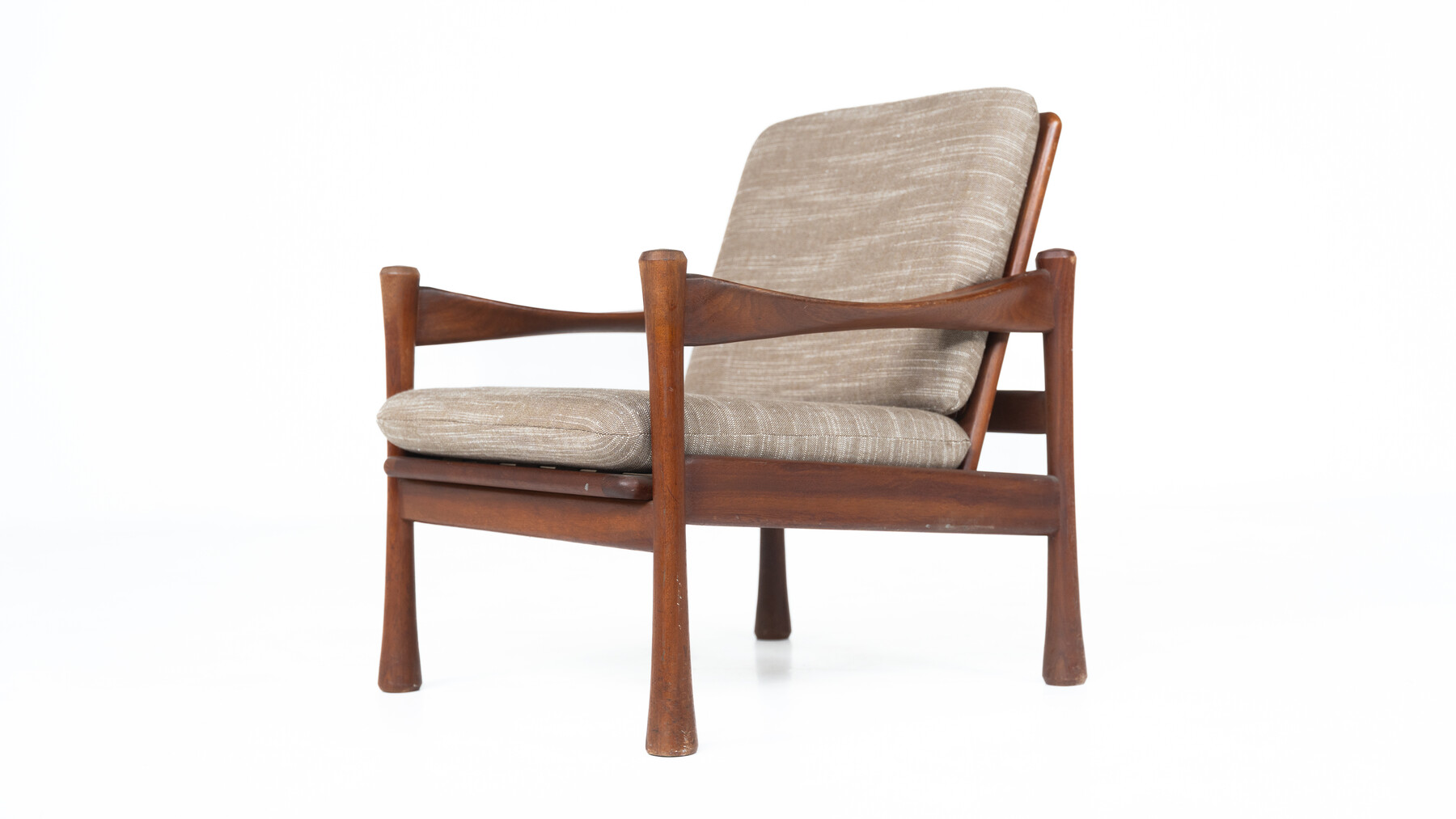 Mid-Century Modern Pair of Armchairs, Wood and Fabric, 1960s