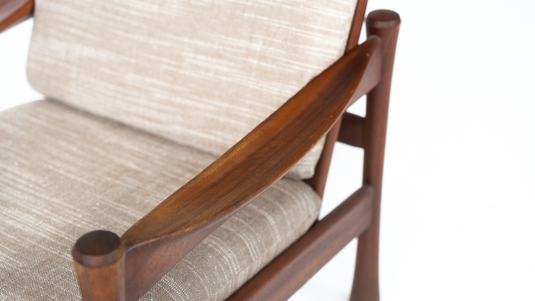 Mid-Century Modern Pair of Armchairs, Wood and Fabric, 1960s