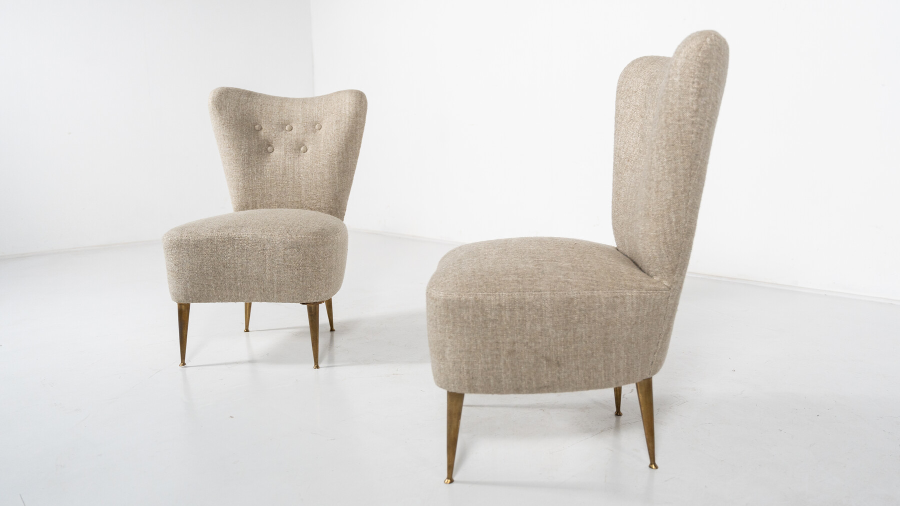 Mid-Century Modern Pair of Beige Italian Chairs, 1950s