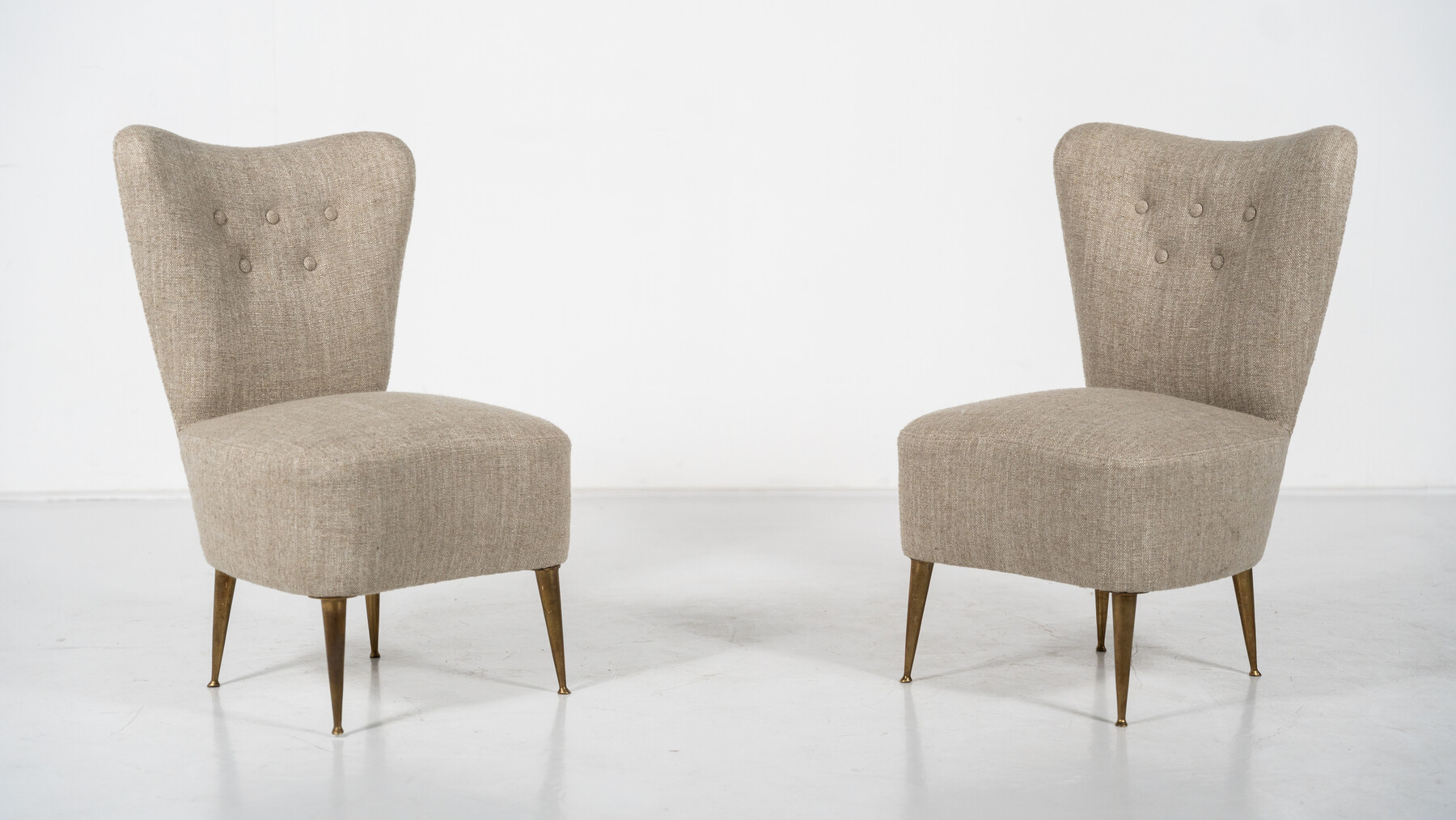 Mid-Century Modern Pair of Beige Italian Chairs, 1950s