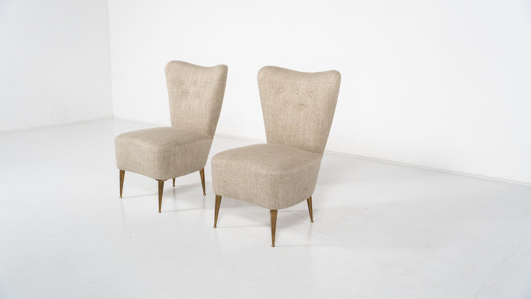 Mid-Century Modern Pair of Beige Italian Chairs, 1950s