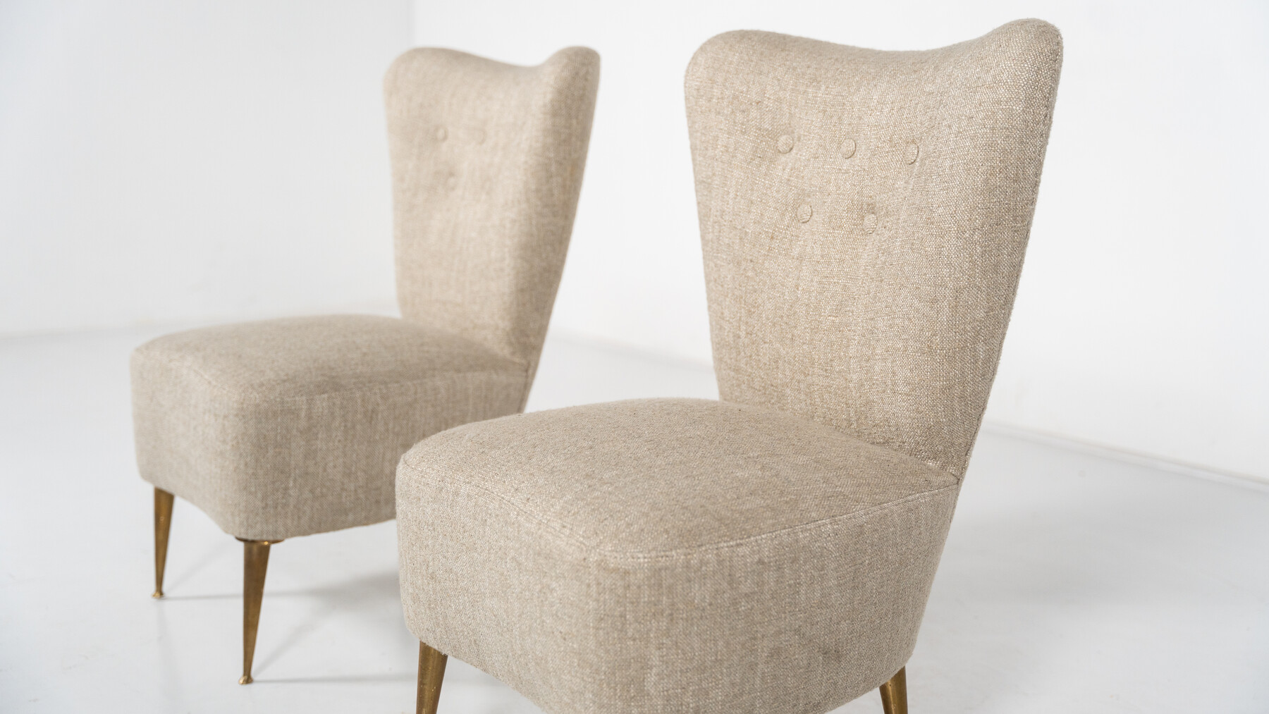 Mid-Century Modern Pair of Beige Italian Chairs, 1950s