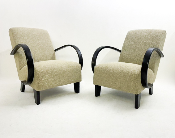 Mid-Century Modern Pair of Bentwood Armchairs by Jindrich Halabala - Czech Republic ,1940s
