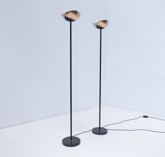 Mid Century Modern Pair of Bronze floor Lamps Signed by Esa Fedrigolli, Italy, 1970s