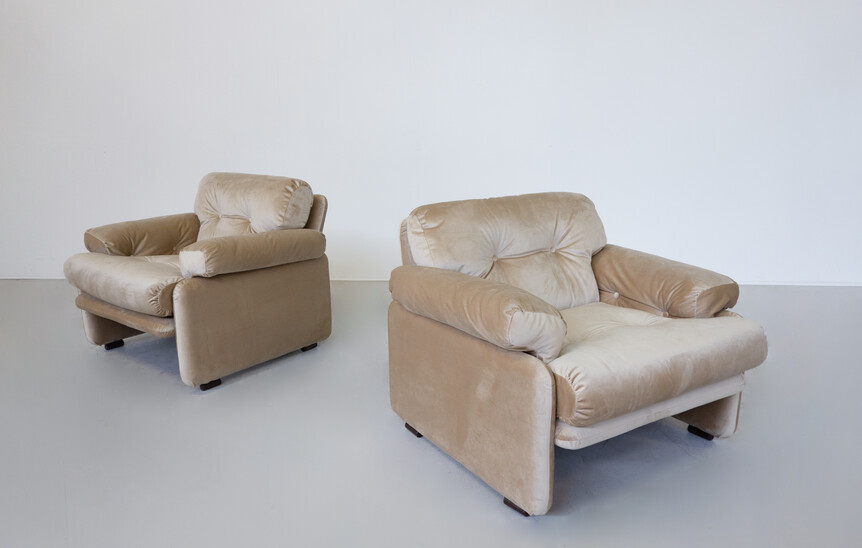 Mid-Century Modern Pair of Coronado Armchairs by Tobia & Afra Scarpa , Italy, 1960s