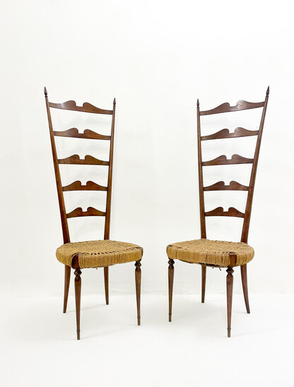 Mid-Century Modern Pair of Gio Ponti Armchairs, Italy, 1950s