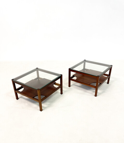 Mid-Century Modern Pair of Italian Wooden Side Table, 1960s
