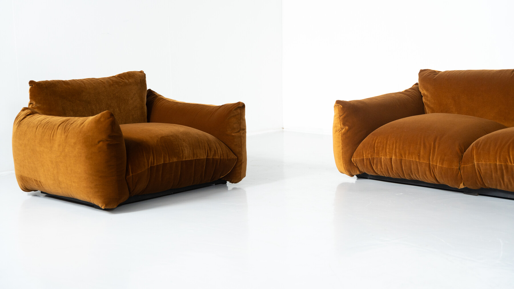 Mid-Century Modern Pair of Marenco Armchairs by Mario Marenco- New Velvet Upholstery