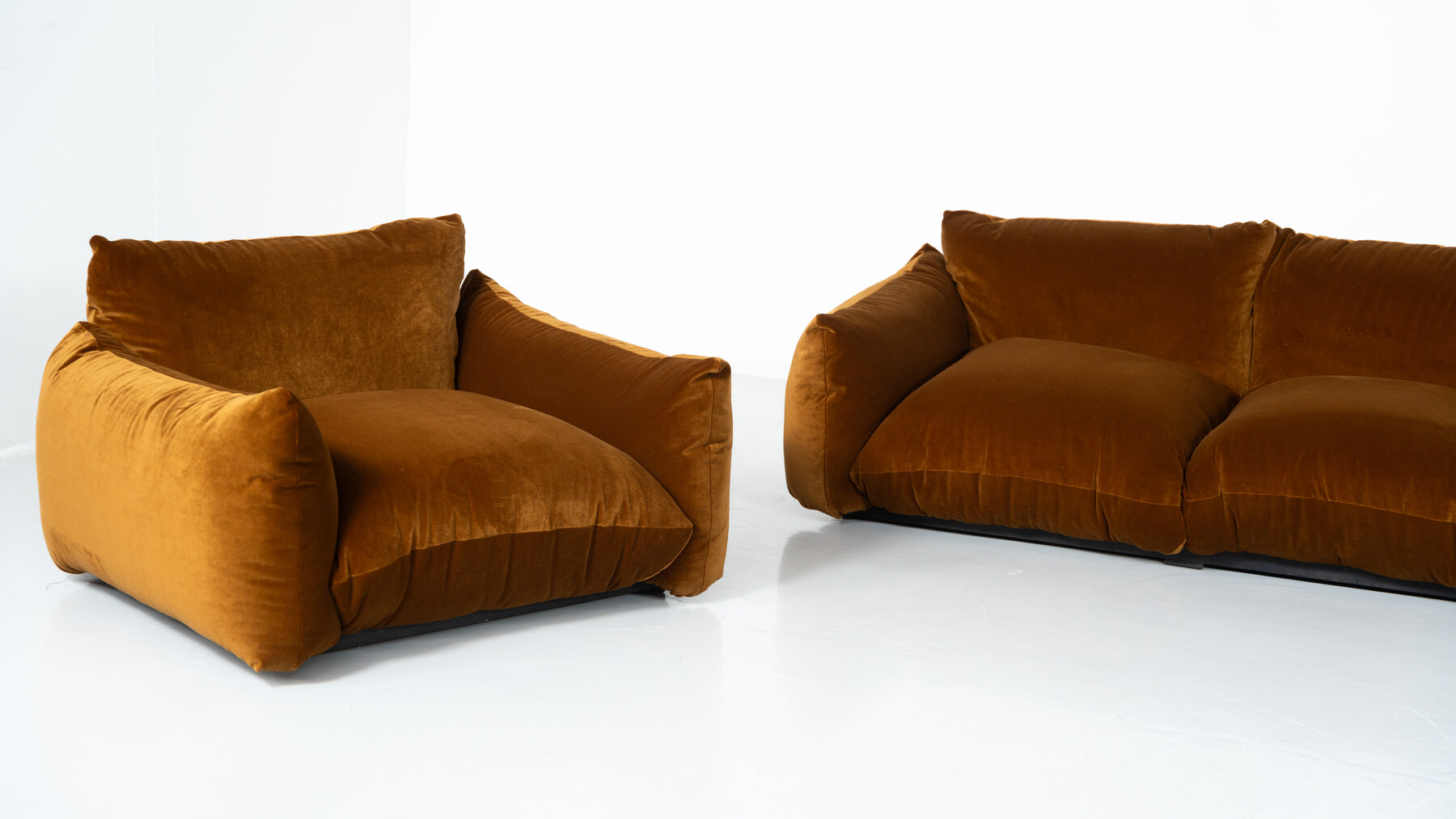 Mid-Century Modern Pair of Marenco Armchairs by Mario Marenco- New Velvet Upholstery