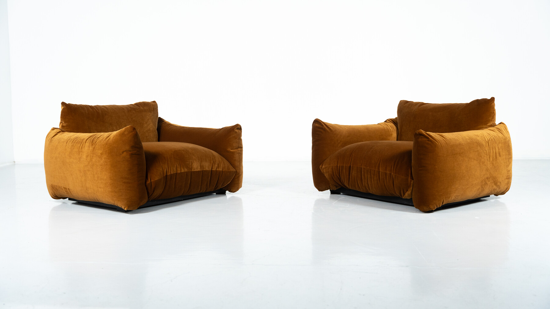 Mid-Century Modern Pair of Marenco Armchairs by Mario Marenco- New Velvet Upholstery