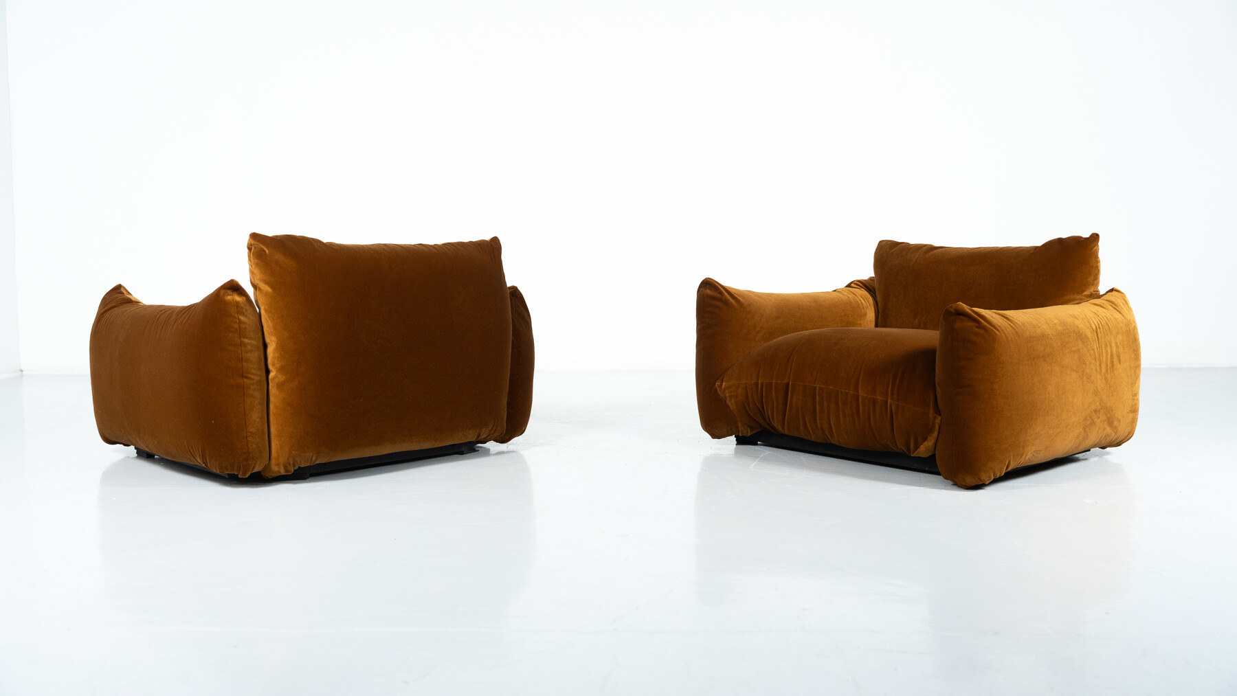 Mid-Century Modern Pair of Marenco Armchairs by Mario Marenco- New Velvet Upholstery