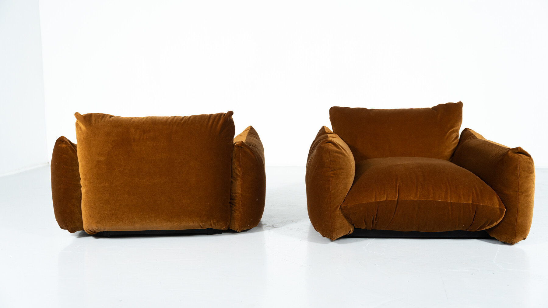 Mid-Century Modern Pair of Marenco Armchairs by Mario Marenco- New Velvet Upholstery