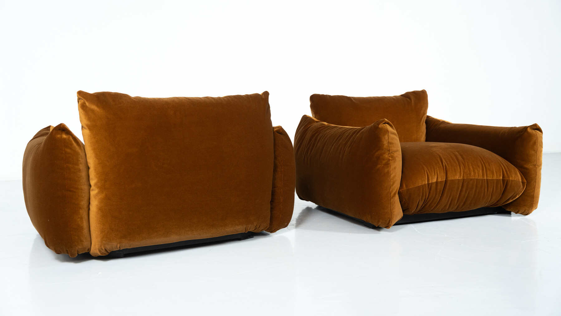 Mid-Century Modern Pair of Marenco Armchairs by Mario Marenco- New Velvet Upholstery