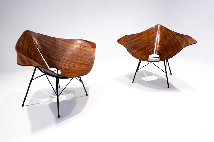 Mid-Century Modern Pair of Plywood Chairs, Italy, 1960s